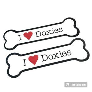 I Love Doxies Magnet Dachshund Dog Bone Car Magnets Refrigerator Doxie Lot of 2